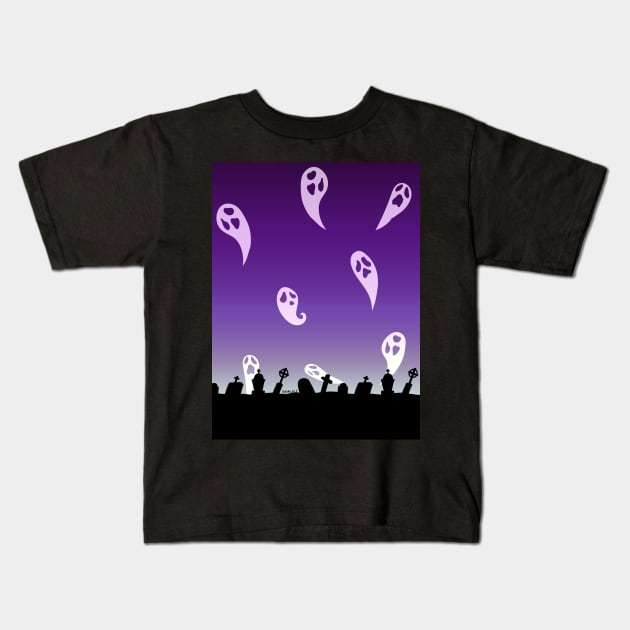 Haunted Cemetery Kids T-Shirt by Jan Grackle